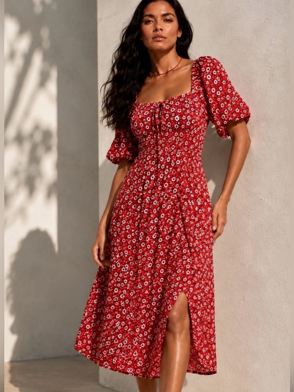 Revolve Faithfull The Brand Lennox Red Floral Midi Dress Size 6